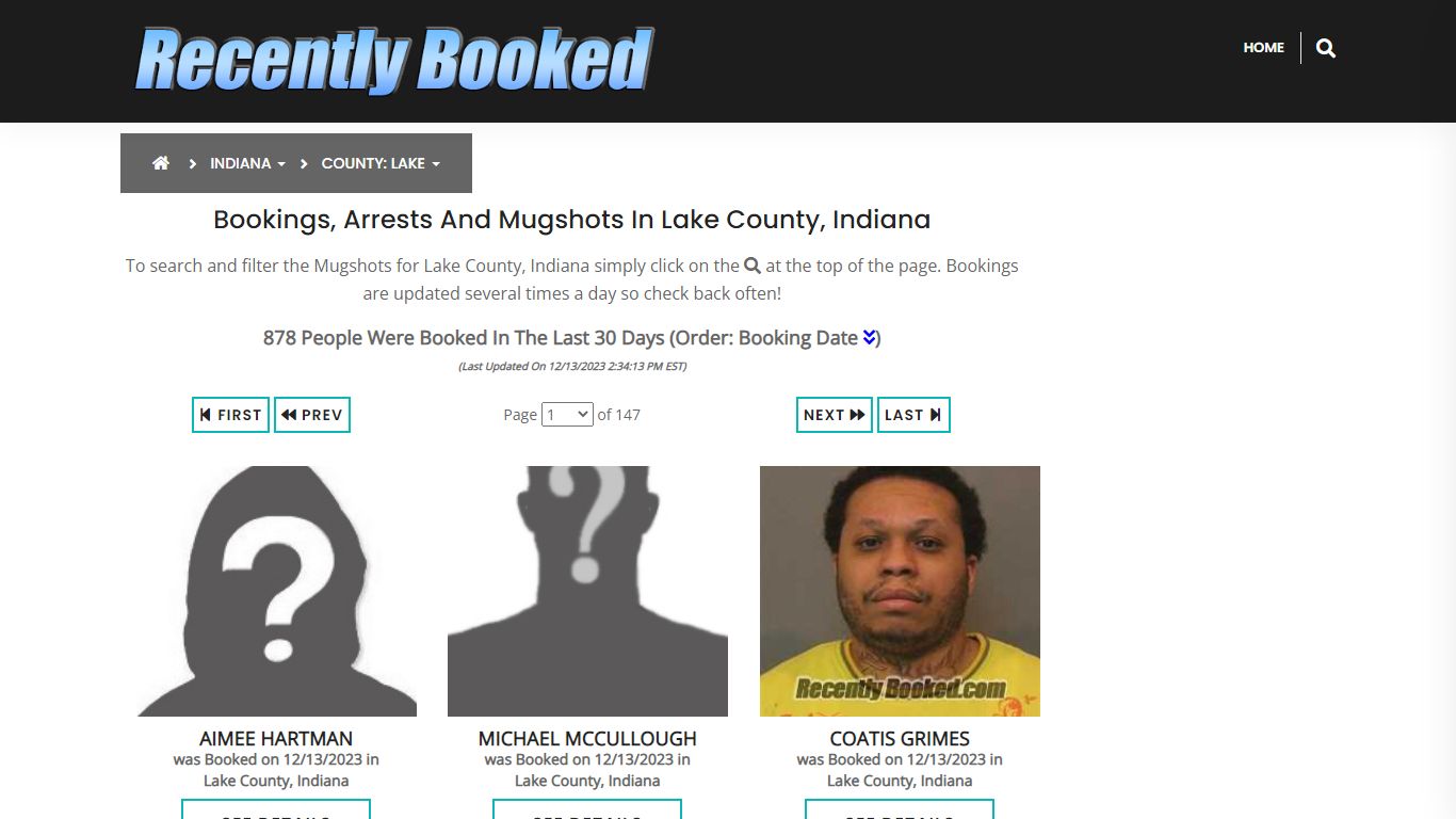 Recent bookings, Arrests, Mugshots in Lake County, Indiana
